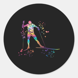 Sticker Rond Skieur de fond Ski nordique Xc _13