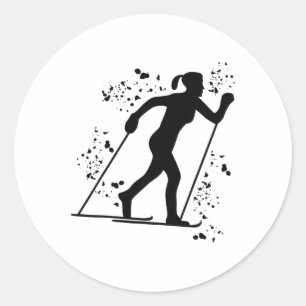 Sticker Rond Skieur de fond Ski nordique Xc _2