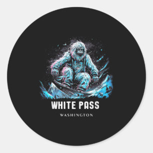 Sticker Rond Skieur de ski de Washington P Blanc _1