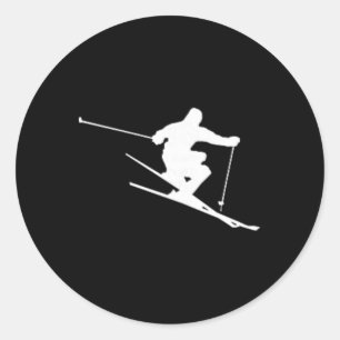 Sticker Rond Skieur minimaliste Ski Freestyle Apres Ski Hiver