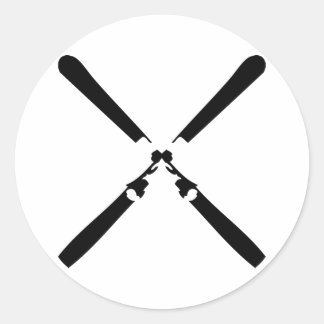 Sticker Rond skieur noir croisé