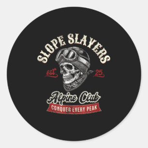 Sticker Rond Skieurs de pente libre ski de style libre hiver