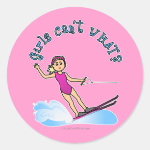 Sticker Rond Skieuse aquatique Blonde Femme