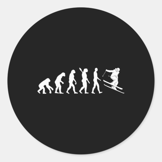 Sticker Rond Skiing Evolution Funny Skier Freestyle Ski Winter  (Devant)