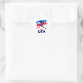 Sticker Rond Skiing Usa Support The Team Shirt Usa Flag Skiing (Sac)