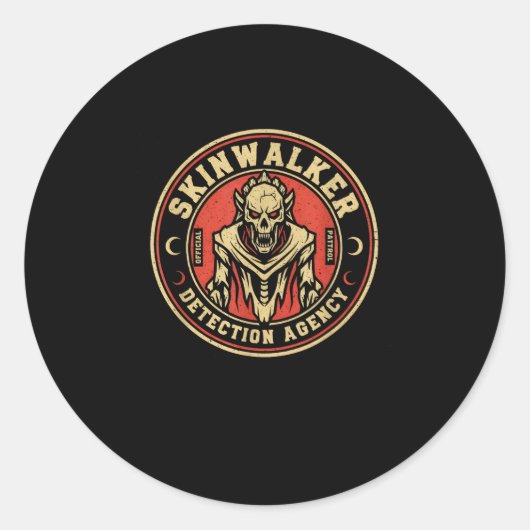 Sticker Rond Skinwalker Detection Agency Funny Cryptid Skinwalk (Devant)
