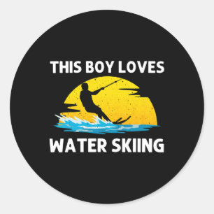 Sticker Rond Skis nautiques cool pour garçons filles sports de