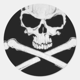 STICKER ROND SKULL AND CROSSBONES