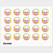Sticker Rond Skull Icon White Orange Classic (Feuille)