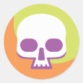 Sticker Rond Skull Icon White Orange Classic (Devant)