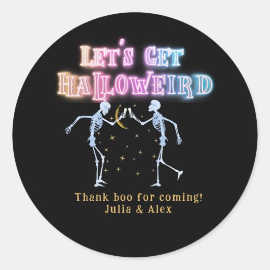 Sticker Rond Skull Neon Halloween Halloween Skeletons dansants  (Devant)