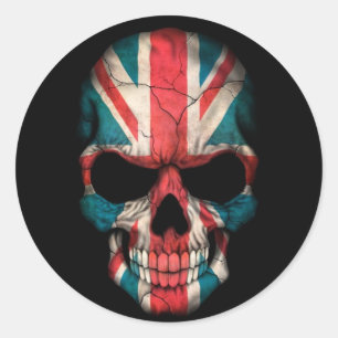Sticker Rond Skull on Black