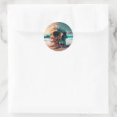 Sticker Rond Skull on the beach (Sac)