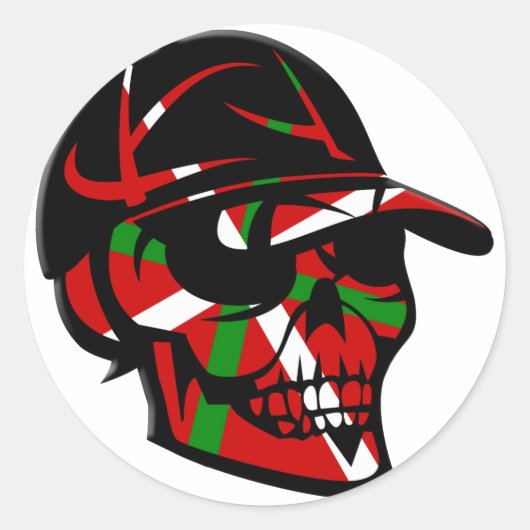 Sticker Rond Skull surfeur Basque (Devant)