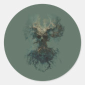 Sticker Rond Skull Tree Surreal Dark Nature (Devant)