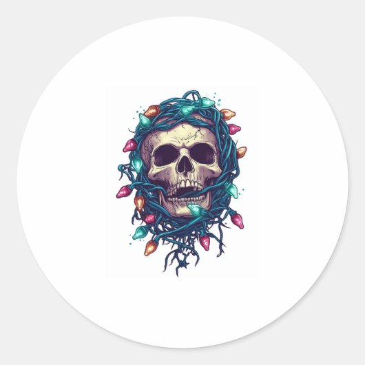 Sticker Rond Skullmas � drôles Xmas Squelette (Devant)