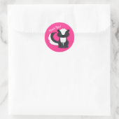 Sticker Rond Skunk Anniversaire Fête Enfants Rose (Sac)