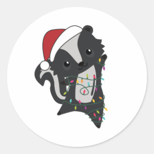 Sticker Rond Skunk Christmas