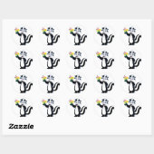 Sticker Rond Skunk conviviale avec fleurs (Feuille)