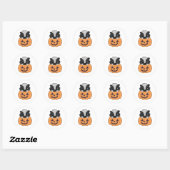 Sticker Rond Skunk Pumpkin Cute Skunks Happy Halloween (Feuille)