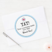 Sticker Rond Sky Blue Retro avec Merci Heart Business (Enveloppe)