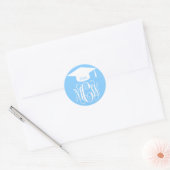 Sticker Rond Sky Blue Wt Vine Script Monogramme Graduation do-i (Enveloppe)