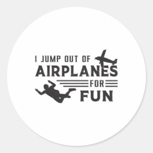 Sticker Rond Skydive Skydive Skydiver Jump Plane Idée cadeau