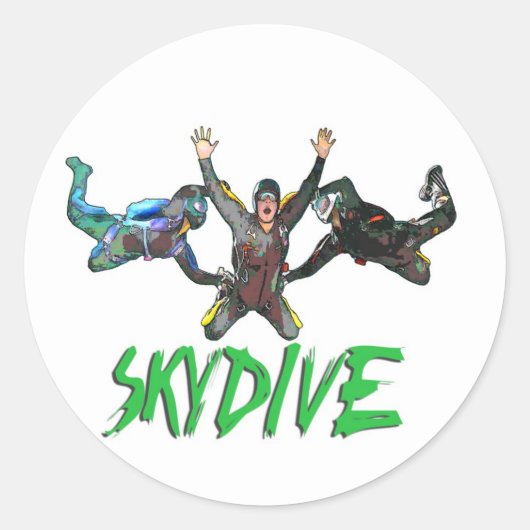 Sticker Rond Skydive - Texte vert (Devant)