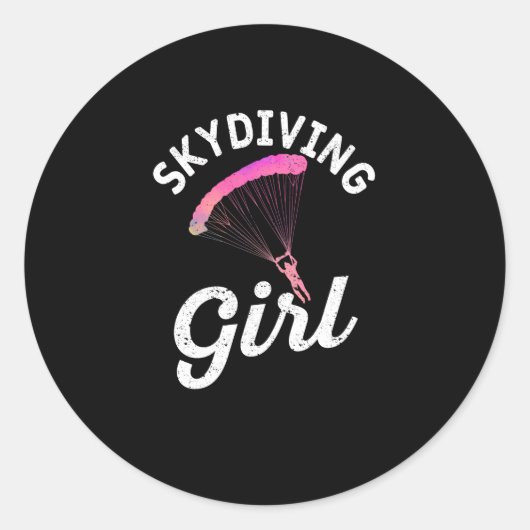 Sticker Rond Skydiving girl Sky Diver (Devant)