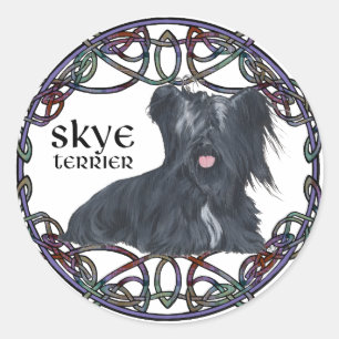 Sticker Rond Skye Terrier dans l'entrelacs celtique