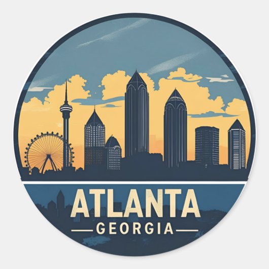 Sticker Rond Skyline Atlanta Georgia (Devant)