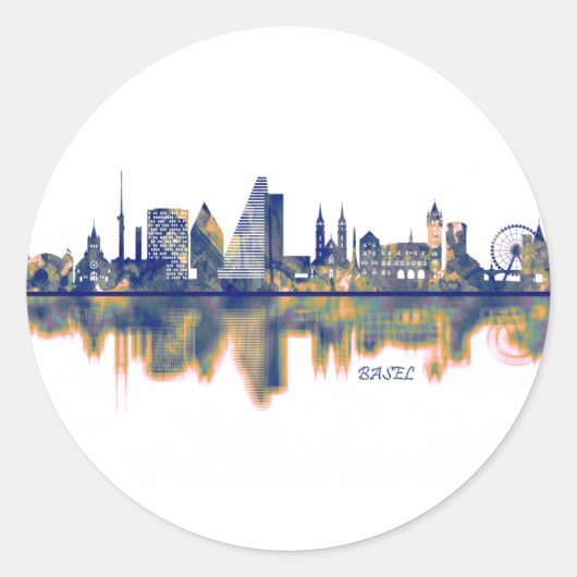 Sticker Rond Skyline de Bâle (Devant)