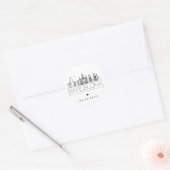 Sticker Rond Skyline de Barcelone | Date Mariage (Enveloppe)