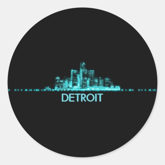 Sticker Rond Skyline de Détroit (Devant)