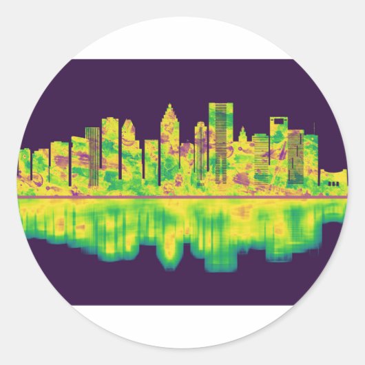 Sticker Rond Skyline de Houston (Devant)