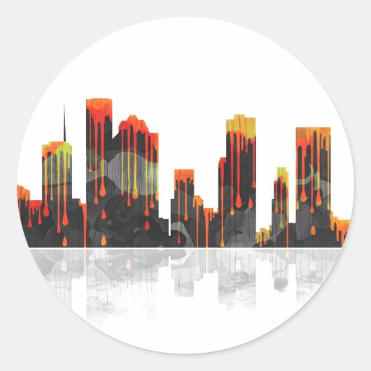 Sticker Rond Skyline de Houston (Devant)