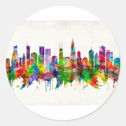 Sticker Rond Skyline de l'Illinois (Devant)