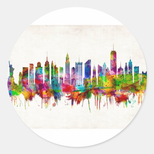 Sticker Rond Skyline de New York (Devant)