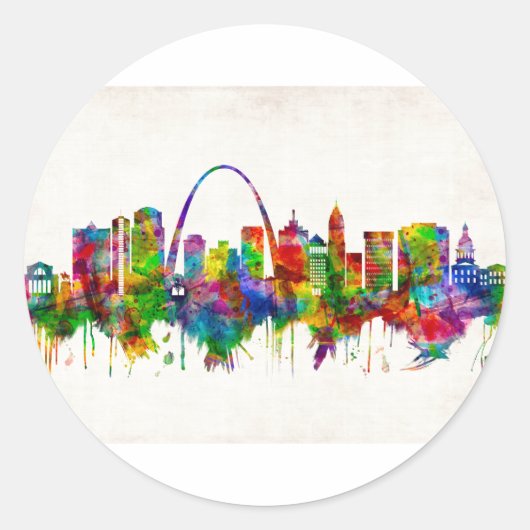 Sticker Rond Skyline de Saint-Louis Missouri (Devant)