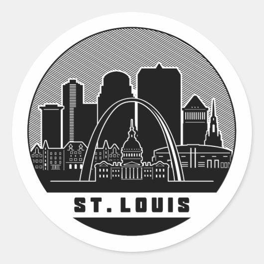 Sticker Rond Skyline de Saint-Louis Missouri (Devant)