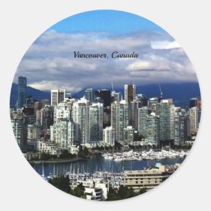 Sticker Rond Skyline de Vancouver, Canada