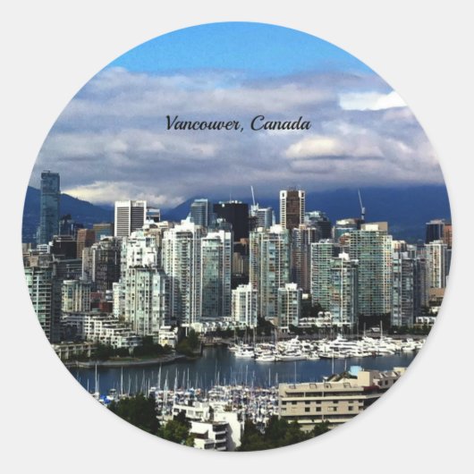 Sticker Rond Skyline de Vancouver, Canada (Devant)