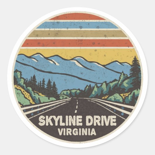 Sticker Rond Skyline Drive Shenandoah Virginia Mountains (Devant)