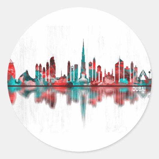 Sticker Rond Skyline Dubai UAE (Devant)