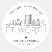 Sticker Rond Skyline Fort Worth | Message de bienvenue du Maria (Devant)