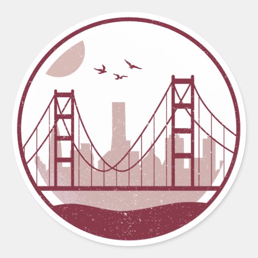 Sticker Rond Skyline Golden Gate Bridge (Devant)