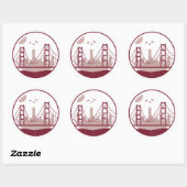 Sticker Rond Skyline Golden Gate Bridge (Feuille)