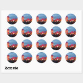 Sticker Rond skyline montgolfière (Feuille)