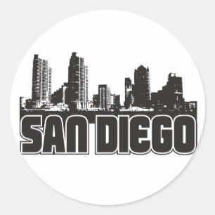 Sticker Rond Skyline San Diego