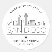 Sticker Rond Skyline San Diego | Accueil Mariage (Devant)